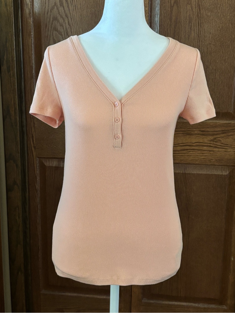 Gap Ribbed Button V-Neck Tee
